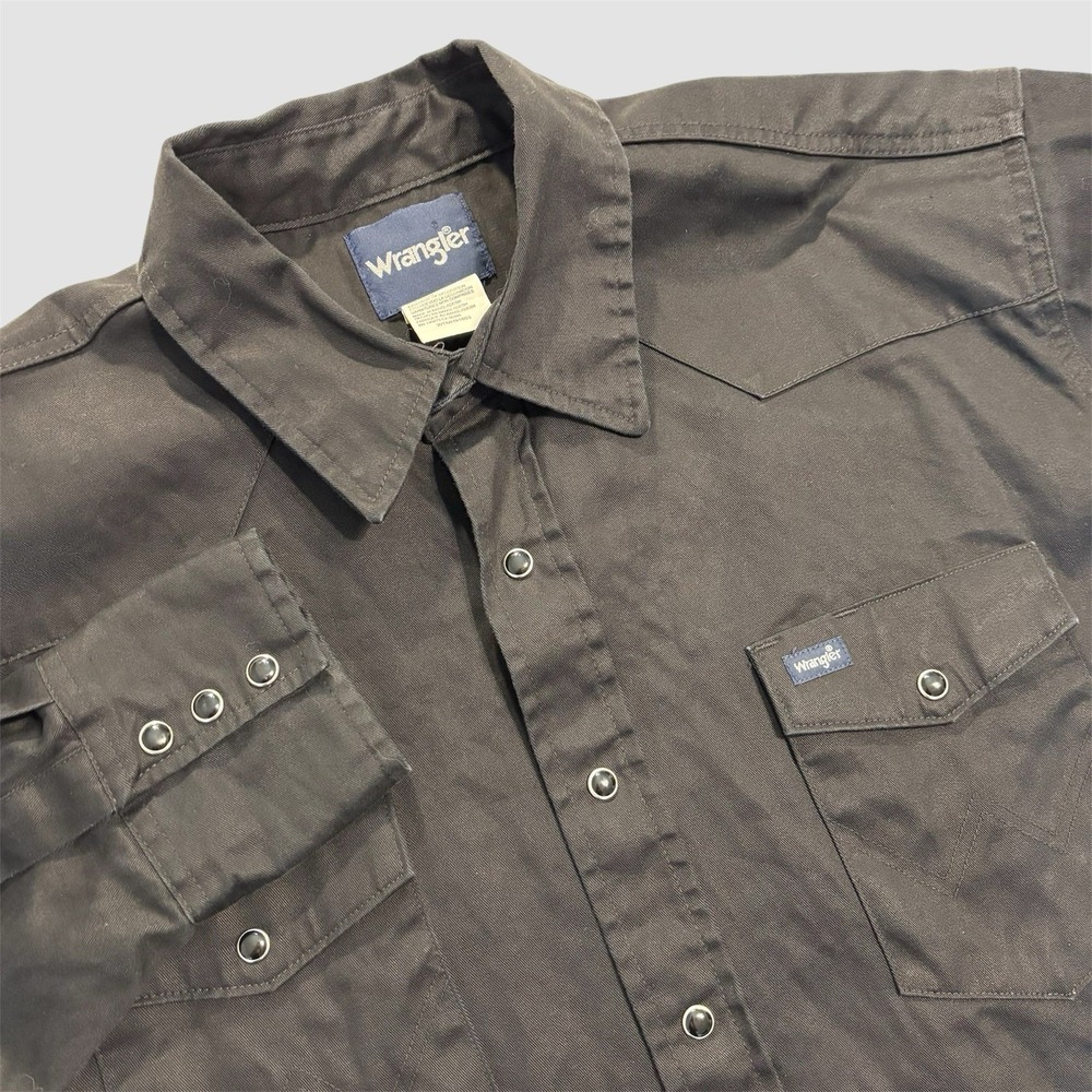 Wrangler Men's 2XL Cowboy Cut Firm Finish Black Snap Western Shirt Cotton Twill